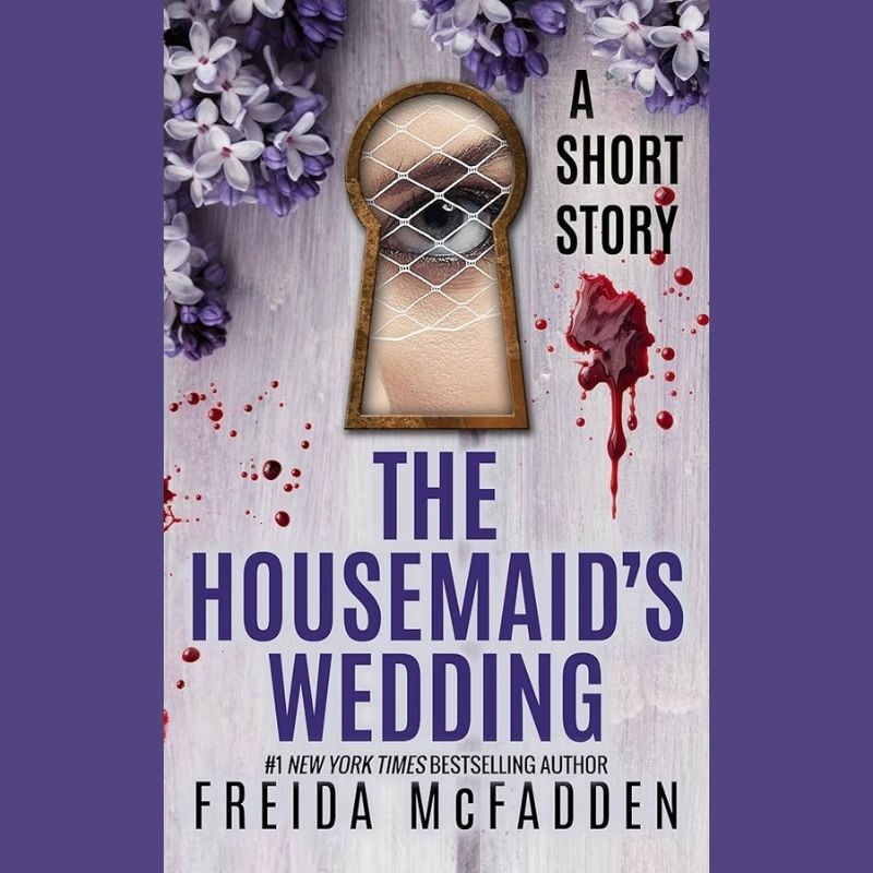A thriller cover showing blood splatters and a keyhole framing a woman's veiled eye.