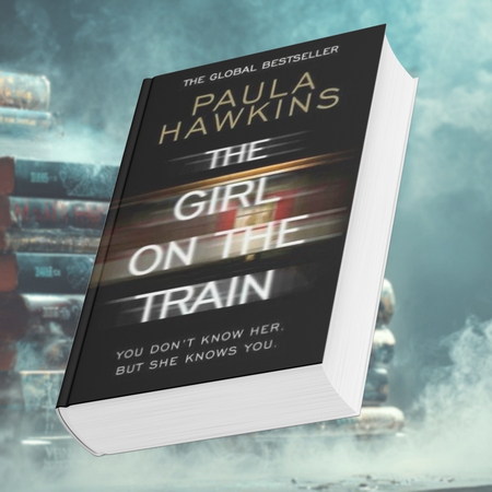 Book cover of The Girl on the Train by Paula Hawkins with blurred motion design